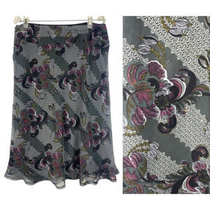 Dimri Skirt Midi XL Lettuce Hem Mesh Gray Purple Whimsigoth Forest Fairy Y2K Vtg